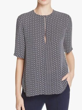 Theory Geometric Keyhole Short Sleeve Top